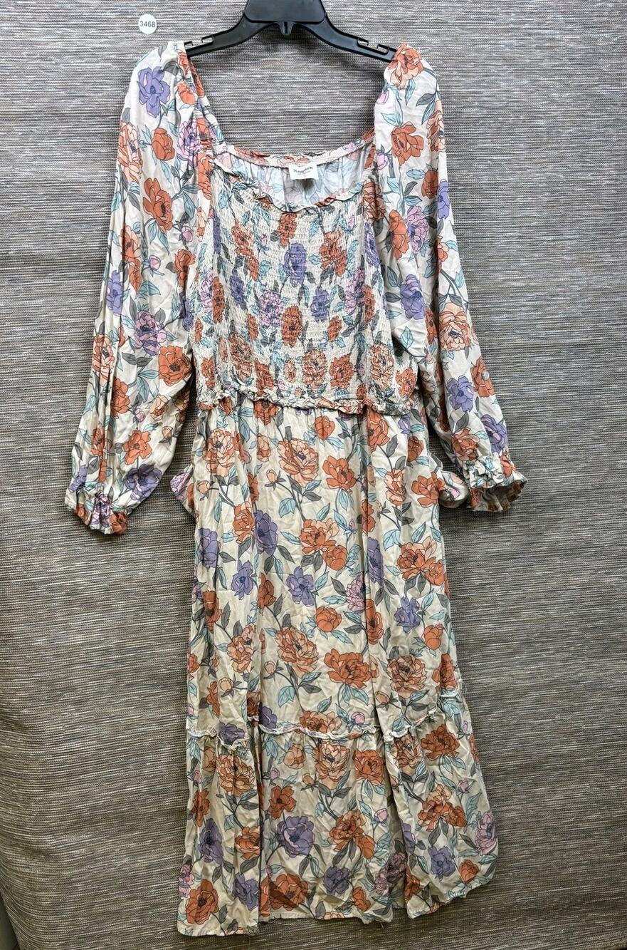 Hayden Los Angeles Maxi Dress Womens 2XL Floral Smocked Long Sleeve Boho